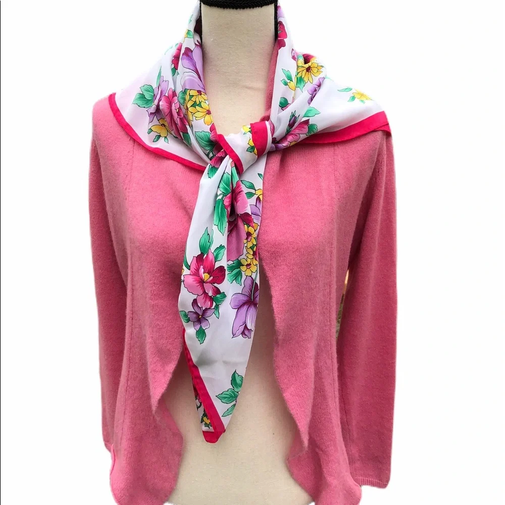 Large Square Pink Floral Scarf